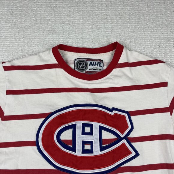 Vintage ILANCO NHL Montreal Canadiens Retro Stripped T-shirt Men’s Sz Medium *** - Picture 7 of 16